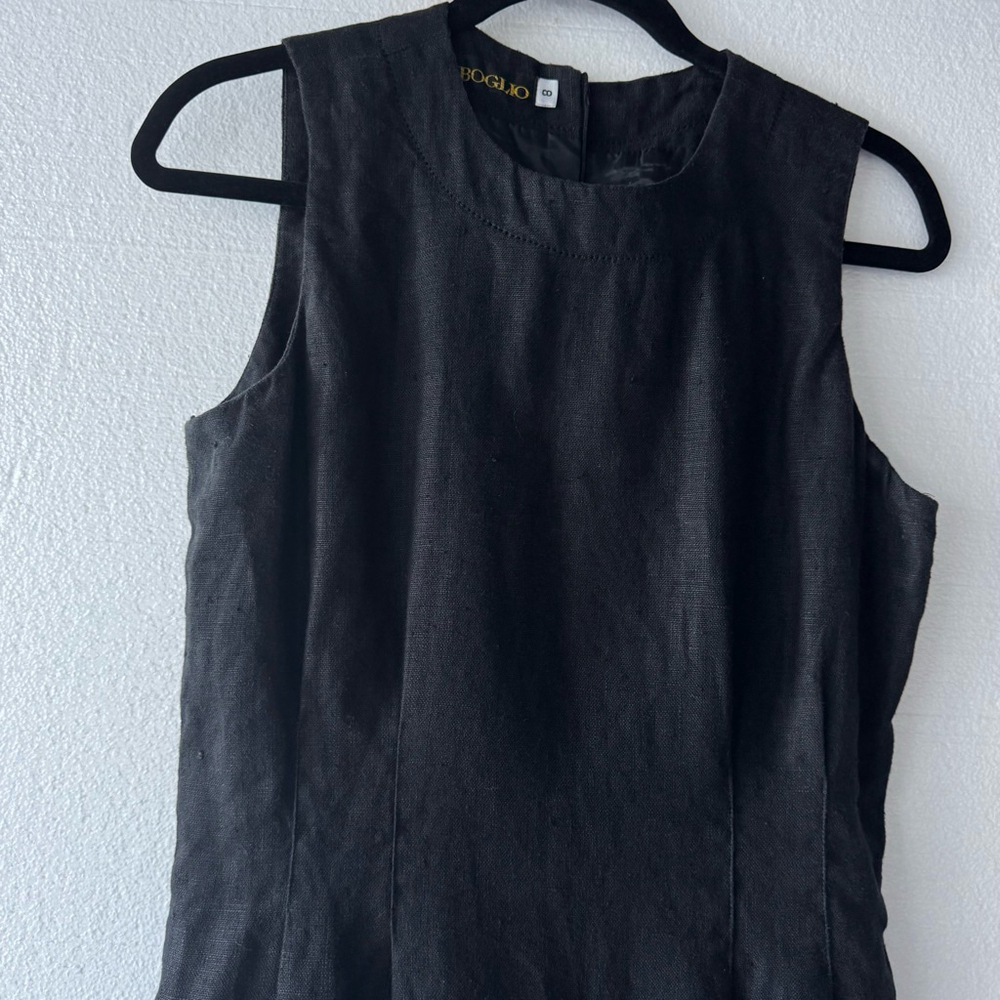 Vintage Jan Barboglio Black Linen Dress Size 8 - Picture 4 of 8